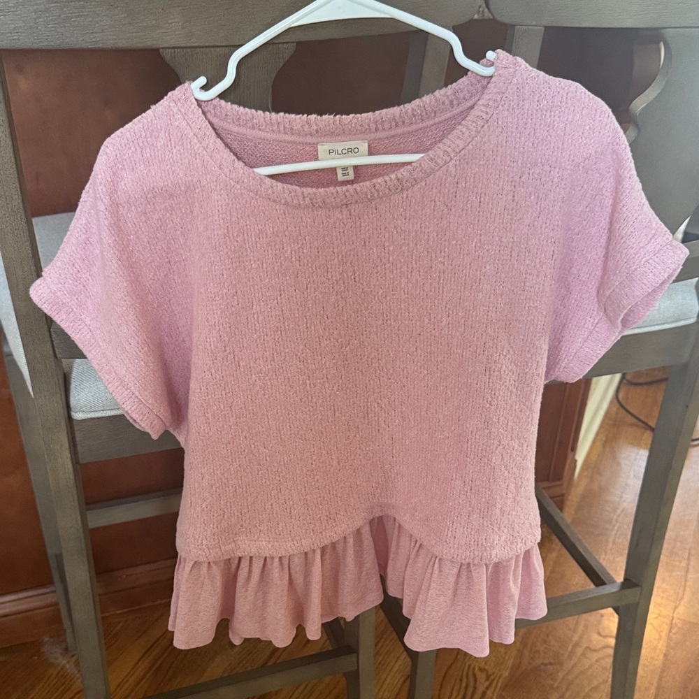 Pilcro Light Pink Women Blouse with Ruffle Hem
